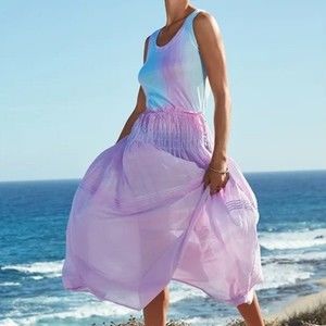 Johnny Was Charlotte Maxi Skirt BWT Size Large Pink Purple Summer Tie Dye